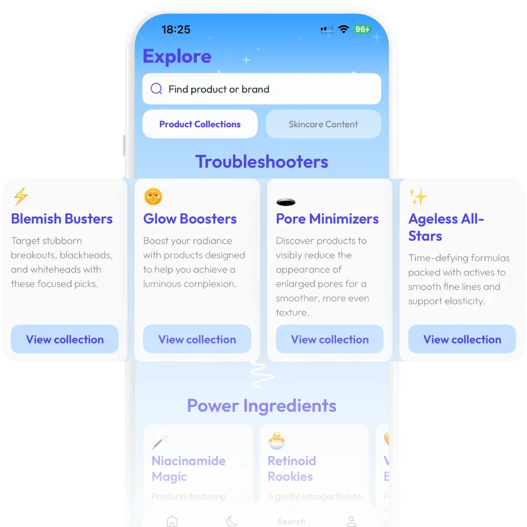 Skin Bliss product collections screenshot