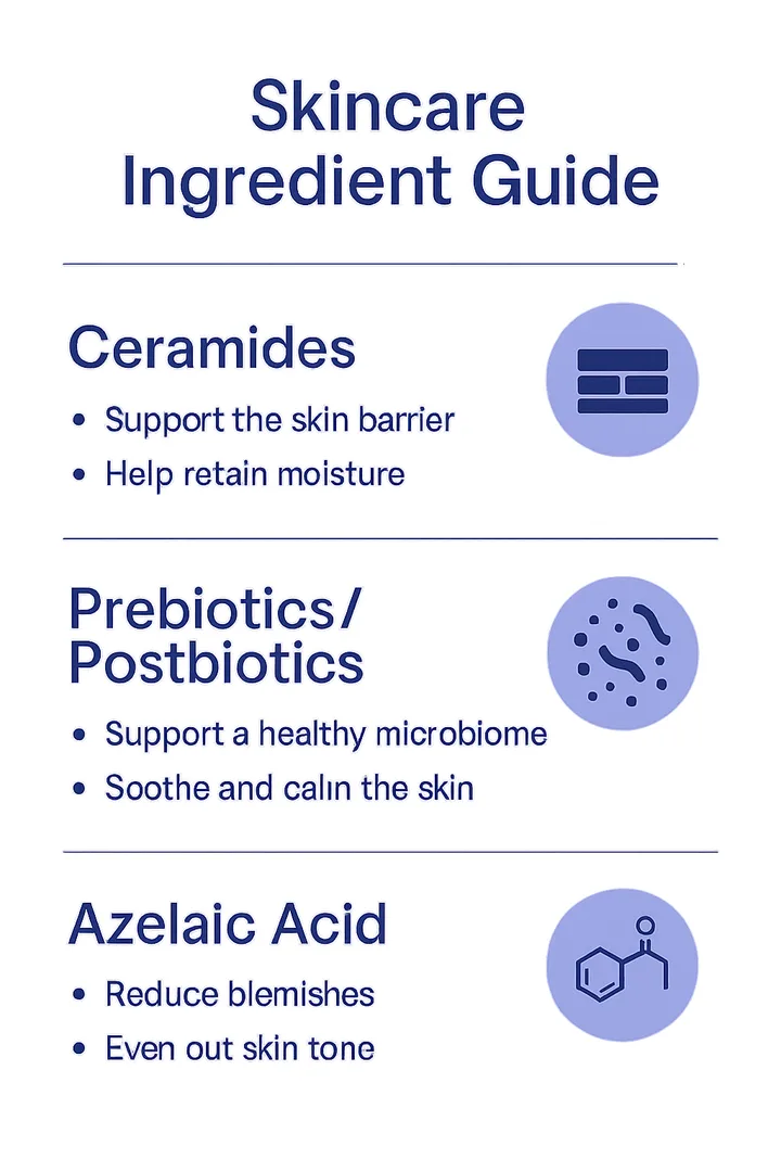 Visual guide to key skin barrier repair ingredients and their mechanisms