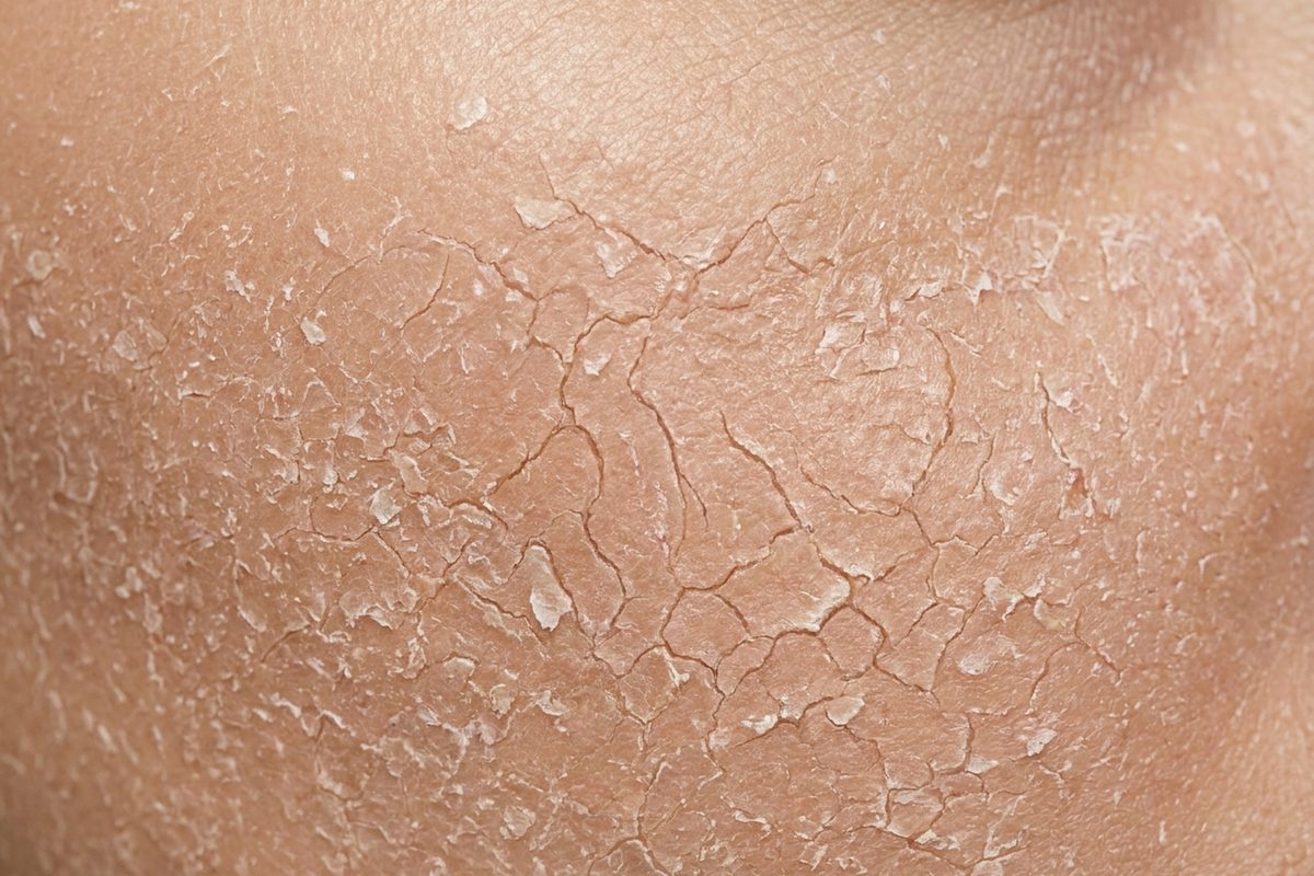 Close-up of skin showing very dry skin